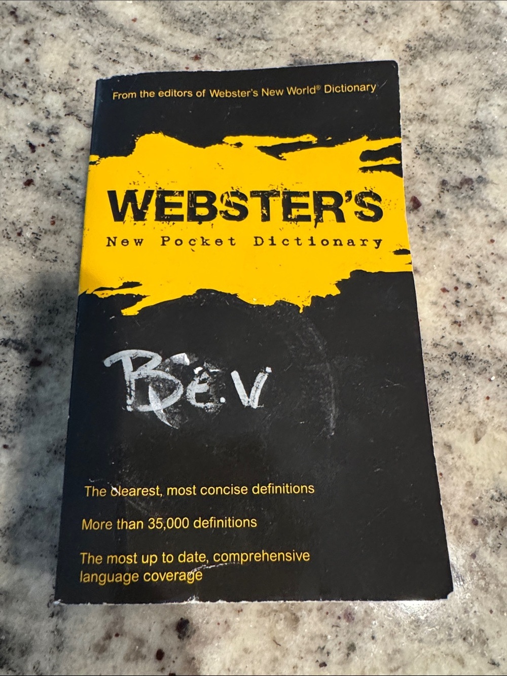 WEBSTER'S New Pocket Dictionary - Black & Yellow Cover